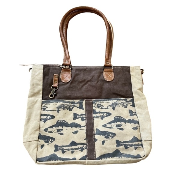 Clea Ray Handbags - Clea Ray recycled canvas shoulder bag/tote, zip closure, optional strap NWT